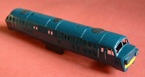 The locomotive in blue livery